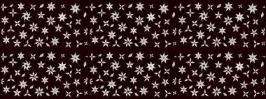 Hediye ambalaj kağıdı, tebrik kartları, posterler ve pankart tasarımı. Raster düz çiçek çizim deseni. Siyah renkte çiçekler.