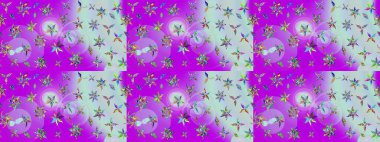 Raster illüstrasyonu. Güzel kumaş deseni. Raster illüstrasyonundaki çiçek desenli çizim. Menekşe renklerinde.