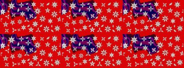 Raster illüstrasyonu. Kırmızı renkte karalamalı çiçek deseni çiz.