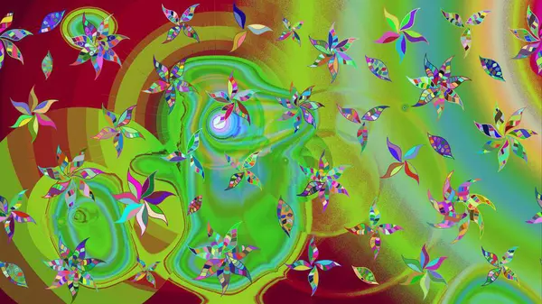 Raster illüstrasyonu. Robot resim. Küçük çiçekte sevimli çiçek deseni var..