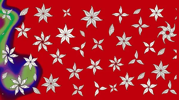 Renkli Yaz Temalı eskiz kalıbı. Çiçekli eskiz çizimi. Kırmızı renkte çiçekler. Düz Çiçek Elementleri Tasarımı.