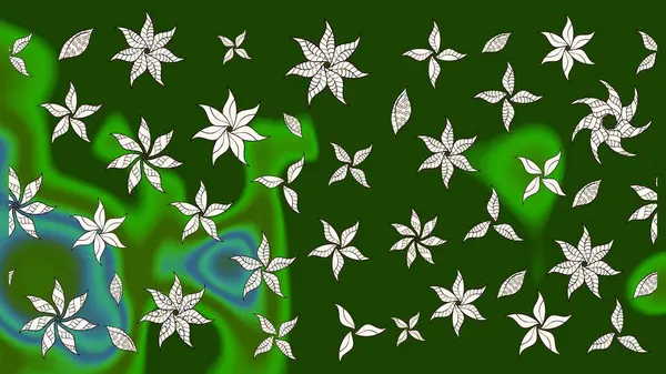 Yumuşak, yeşil renkli yaz çiçekleri. Çiçekli karalama şeklinde Raster çiçek deseni. Raster illüstrasyonu.