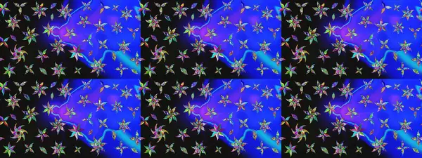 Çiçek desenli eskiz. Renkli Bahar Teması eskiz kalıbı. Mavi renkli çiçekler. Düz Çiçek Elementleri Tasarım Raster illüstrasyonu.