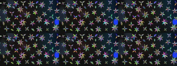 Çiçekli karalama şeklinde Raster çiçek deseni. Raster illüstrasyonu. Gri renkte bahar çiçekleri..