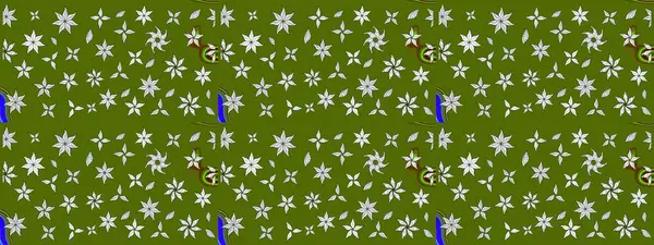 Çiçekli karalama şeklinde Raster çiçek deseni. Yeşil renkli çiçekler. Yumuşak, yaz çiçekli arka plan.