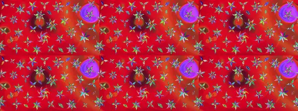 Çizim çiçek deseni duvar kâğıdı olarak kullanılabilir. Kırmızı renkte çiçekler. Raster illüstrasyonu.