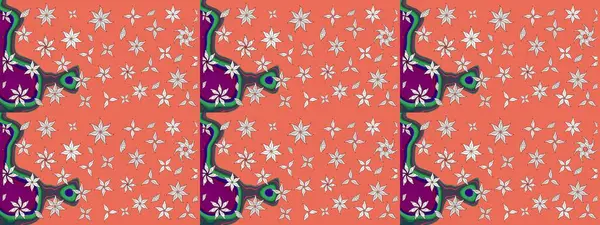 Modern çiçek arkaplanı. Moda baskıları için zarif bir şablon. Halk tarzı. Parlak renkli çiçekleri ve turuncu yaprakları olan harika bir çiçek deseni..