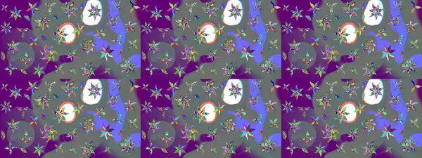 Raster illüstrasyonundaki çiçek desenli çizim. Gri renkli çiçekler. Renkli Bahar Teması eskiz kalıbı. Düz Çiçek Elementleri Tasarımı.