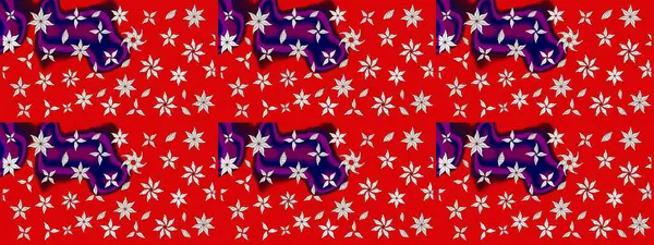 Raster illüstrasyonu. Kırmızı renkte karalamalı çiçek deseni çiz.