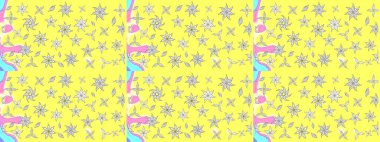 Zentangle soyut çiçekleri. Güzel kumaş deseni. Renkli Bahar Teması eskiz kalıbı. Raster illüstrasyonu. Düz Çiçek Elementleri Tasarımı. Çiçek tozu..