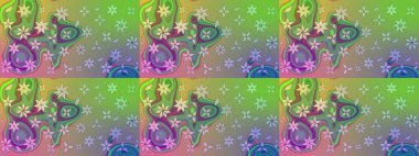 Küçük çiçekte güzel bir desen var. Raster deseni. Doğa. Çiçek arkaplan. Çiçek kompozisyonu. Çiçek kolajı. - Yeşil çiçekler.