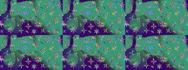 Eskiz klasiği. Renkli Bahar Teması eskiz kalıbı. Raster Şirin kumaş deseni. Düz Çiçek Elementleri Tasarımı.
