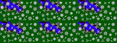 Renkli Bahar Teması eskiz kalıbı. Düz Çiçek Elementleri Tasarımı. Raster illüstrasyonu. Yeşil renkli çiçekler. Çiçekli çiçek deseni, suluboya..