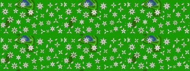 Raster illüstrasyonu. Asya tekstil tarzında. Renkli Bahar Teması eskiz kalıbı. Çiçek desenli çizim. Yeşil renkli çiçekler. Düz Çiçek Elementleri Tasarımı.