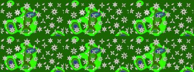 Güzel kumaş deseni. Düz Çiçek Elementleri Tasarımı. Raster Illustrasyon 'daki Çiçek Deseni' nin son moda çizimi. Renkli Yaz Teması çizim şablonu.