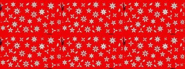 Retro tekstil tasarım koleksiyonu. El çizimi çiçek unsurları olan soyut çizim raster deseni. Kırmızının üstüne kırmızı. 1950-1960 motifleri. Çiçekli ipek eşarp..