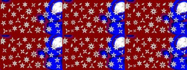 Kabile sanatı boho baskısı, klasik çiçek arkaplanı. Soyut etnik raster çizim kalıbı. Arkaplan dokusu, duvar kağıdı, kırmızı renkli çiçek teması.