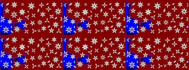 Eskiz arkaplan modeli. Yapraklı çiçekler ve kırmızı renklerde papatya çiçekleri. Raster - stok.