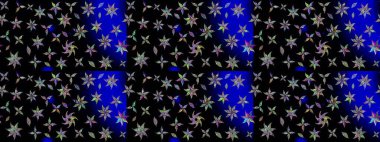 Ağaç dallı bahar çiçekleriyle desen, çiçek siluetiyle siyah renkler. Raster deseni.