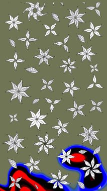 Üzerinde gelincikler ve vadi zambakları olan renkli çiçek desenli nakış deseni. Tekstil tasarımı için yeşil renkli geleneksel halk çiçekleri buketi.