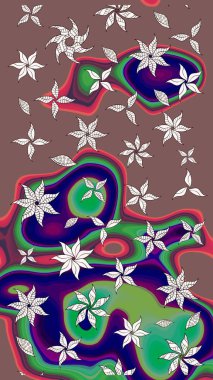 Küçük bir çiçekte eskiz deseni. Hoş bir çiçek geçmişi var. Güzel kumaş deseni. Raster illüstrasyonu.