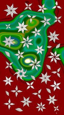 Soyut etnik raster çizim kalıbı. Kabile sanatı boho baskısı, klasik çiçek arkaplanı. Arkaplan dokusu, duvar kağıdı, kırmızı renkli çiçek teması.