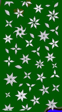 Yeşil renkli yeşil papatya deseni. Raster illüstrasyonu. Yeşil renklerde.