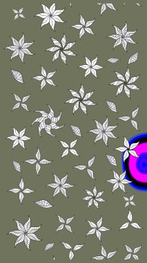 Çiçekli karalama şeklinde Raster çiçek deseni. Nazik, narin çiçek arkaplanı. Yeşil renkte çiçekler.