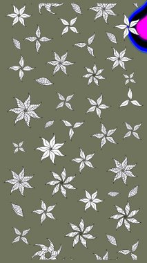 Raster illüstrasyonundaki çiçek desenli çizim. Yeşil renkli çiçekler. Renkli Bahar Teması eskiz kalıbı. Düz Çiçek Elementleri Tasarımı.