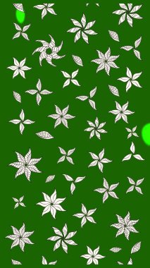 Patlayan çiçekler soyut olarak yerleştirilmiş. Raster deseni. Yumuşak, yeşil renkli bahar çiçekleri. Raster illüstrasyonu.