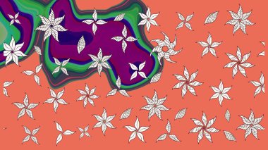 Turuncu renkli çiçekler. Raster düz çiçek çizim deseni. Tasarım hediye paketi, tebrik kartları, posterler ve afiş tasarımı.