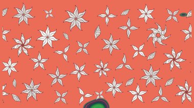 Küçük turuncu çiçeklerle oldukça eski bir besin torbası deseni. Tekstil, kumaş, kapaklar, duvar kağıtları, baskı, paket, koleksiyon defteri, örgü, dekupaj için çiçek arkaplanı..