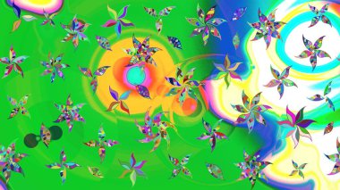 Parlak renkli çiçekli ve yeşil yapraklı harika bir çiçek deseni. Halk tarzı. Modern çiçek arkaplanı. Moda baskıları için zarif bir şablon.