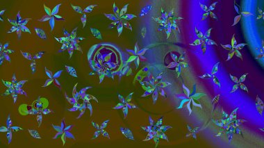 Raster düz çiçek çizim deseni. Hediye ambalaj kağıdı, tebrik kartları, posterler ve pankart tasarımı. Kahverengi renkte çiçekler.