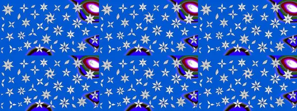 Tekstil tasarımı için mavi renkli geleneksel halk çiçekleri buketi. Üzerinde gelincikler ve vadi zambakları olan renkli çiçek desenli nakış..