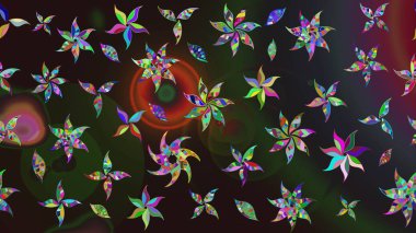 Raster illüstrasyonu. Çiçek desenli çizim. Renkli Bahar Teması eskiz kalıbı. Asya tekstil tarzında. Düz Çiçek Elementleri Tasarımı. Gri renkli çiçekler.