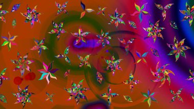 Çiçekli çiçek deseni, suluboya. Süslü kumaş deseni. Raster deseni.