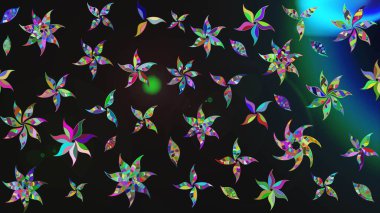 Çiçek desenli çizim. Raster illüstrasyonu. Gri renkli Asya tekstili.