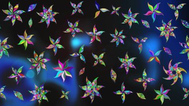 Çiçekli karalama şeklinde Raster çiçek deseni. Gri renkli çiçekler. Yumuşak, bahar çiçekli arka plan.