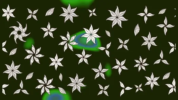 Raster illüstrasyonu. Gri renkli çiçekler. Tropikal çizim çiçek deseni.