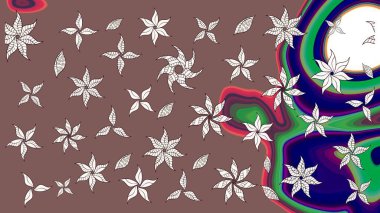 Raster güzel kumaş deseni çiziyor. Renkli Bahar Teması eskiz kalıbı. Çiçek deseni. Düz Çiçek Elementleri Tasarımı.