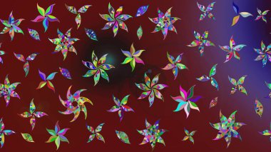 Kırmızı renklerde. Güzel kumaş deseni. Raster illüstrasyonu. Raster illüstrasyonunda çiçek deseni çizimi.