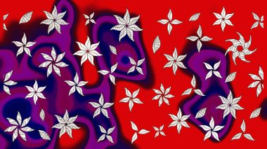 Çiçekli karalama şeklinde Raster çiçek deseni. Nazik, narin çiçek arkaplanı. Kırmızı renkte çiçekler.
