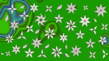 Tekrarlayan çiçek arkaplanı, zarif yeşil çiçek duvar kağıdı. Yeşil renkler üzerine çiçek desenli çizimler, el yapımı papatyalar, papatyalar..