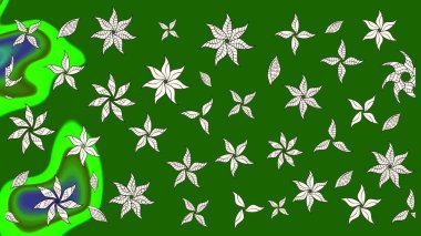 Renkli Bahar Teması eskiz kalıbı. Sevimli çiçek raster deseni. Düz Çiçek Elementleri Tasarımı. Yeşil renkte çiçekler.