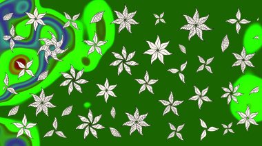 Düz Çiçek Elementleri Tasarımı. Renkli Yaz Temalı eskiz kalıbı. Çiçekli eskiz çizimi. Yeşil renkte çiçekler.