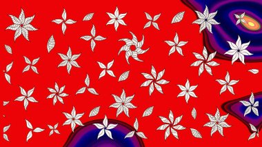 Raster illüstrasyonu. Çiçekli, yapraklı, çiçek desenli eskiz. El çizimi.