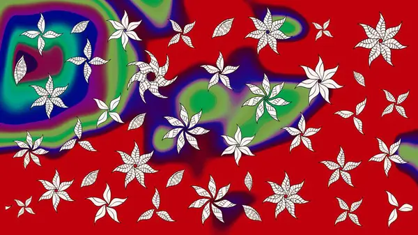 Raster - stok. Kırmızı çiçekli eskiz deseni, suluboya çiçek deseni, sevimli çiçek, duvar kağıdı, kart veya kumaş için fayanslı.