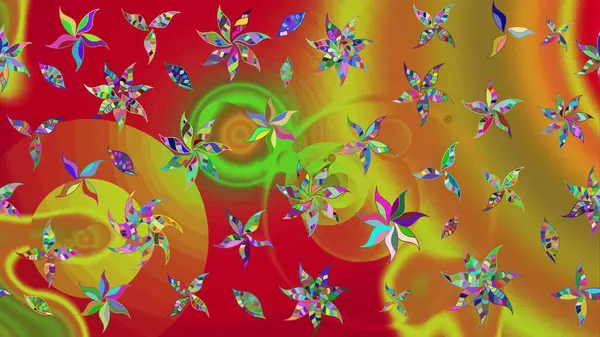 Çiçekli çiçek deseni, suluboya. Düz Çiçek Elementleri Tasarımı. Renkli Bahar Teması eskiz kalıbı. Kırmızı renkte çiçekler. Raster illüstrasyonu.