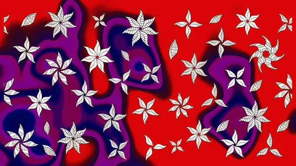 Çiçekli karalama şeklinde Raster çiçek deseni. Nazik, narin çiçek arkaplanı. Kırmızı renkte çiçekler.